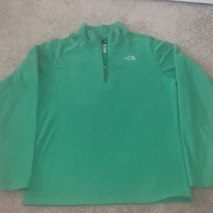Girls Green North Face Zip-Up Pullover